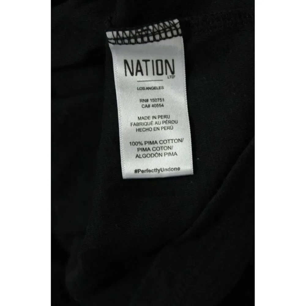 Nation LTD Womens Cotton Crew Neck Puff Sleeve Blouse Top Black Size XS - Picture 4 of 6